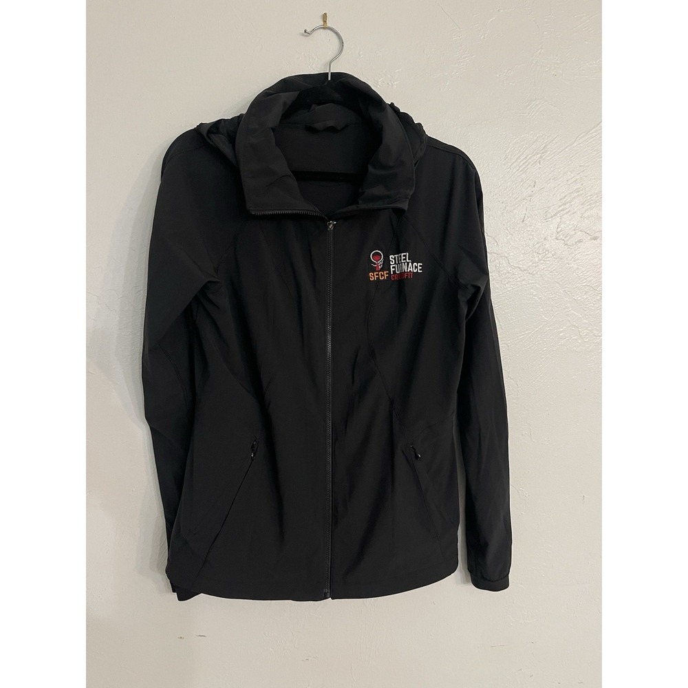 Lululemon Go‎ The Distance Jacket With Hideaway Hoodie SFCF Logo Size 6 Black